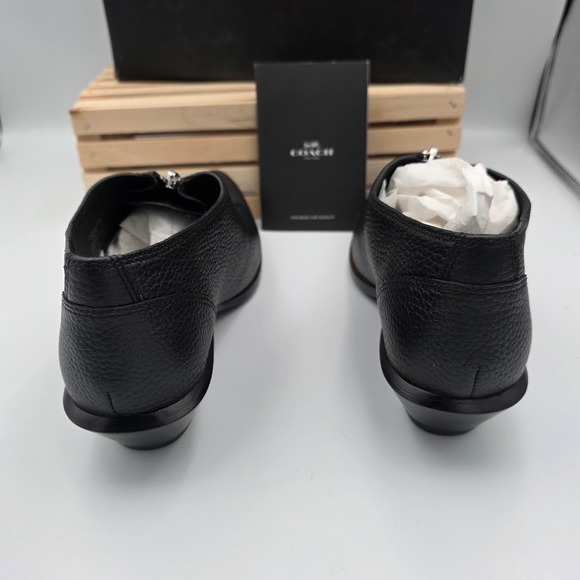 Coach Bandit Zip Shoe Pebble Black Leather Pointed Toe Bootie Q8176 Womens 8 B - Picture 5 of 7